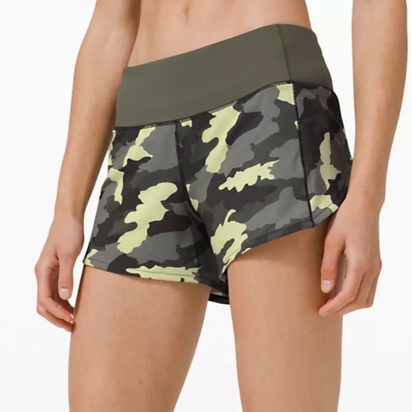 LULULEMON SPEED UP MR SHORT 4”-CAMO CRISPIN GREEN - Picture 9 of 11